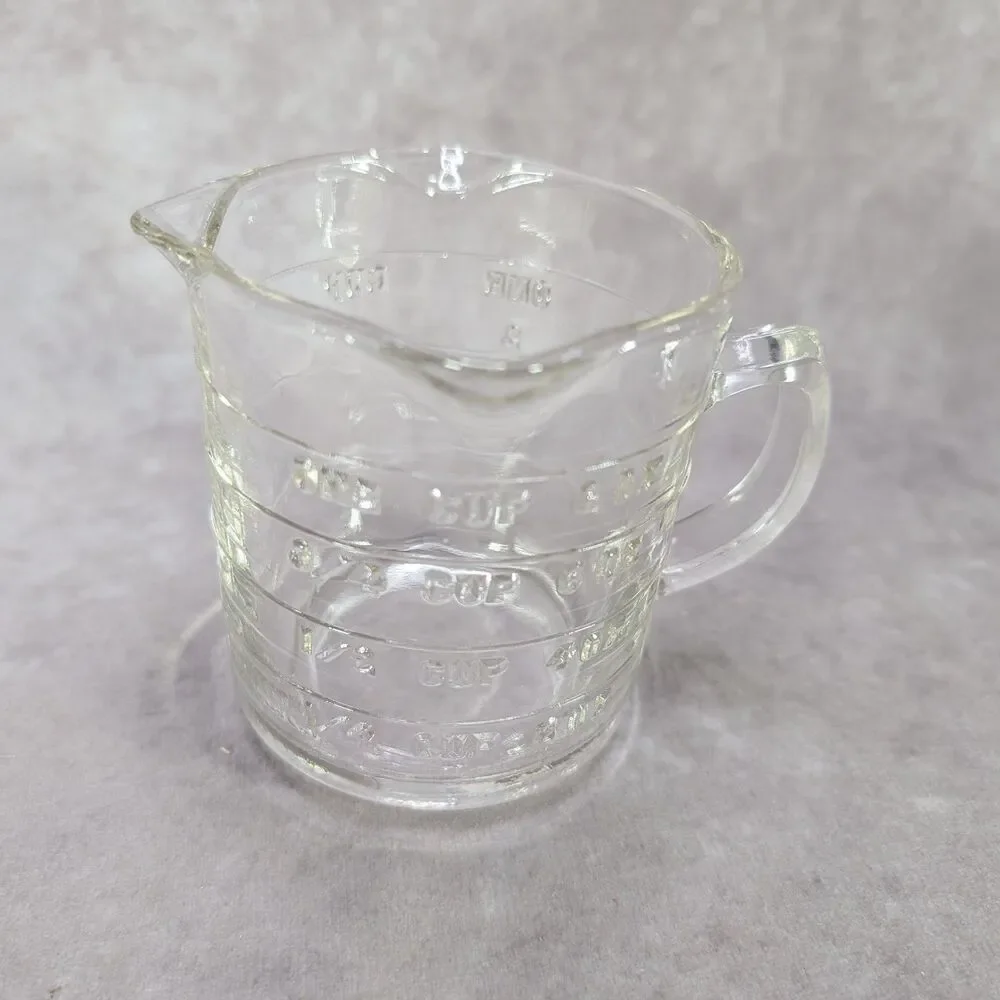 Vintage Hazel Atlas Glass 1 Cup Measuring Cup Raised Embossed Letters Block Logo